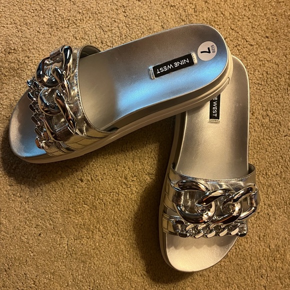 Nope 3 Silver Sandals by Nine West® - Picture 6 of 9